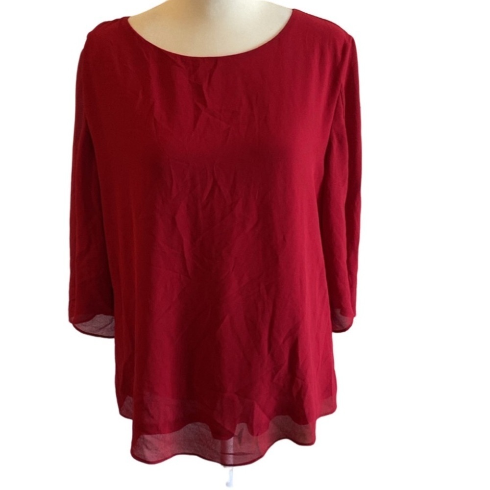 Grace Karin Blouse. Size L. Red. Semi sheer with a lining. Cute sleeves!